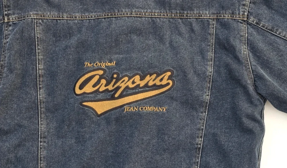 VTG Arizona Jeans Reversible Quilted Denim Jacket Men's Size Large Blue & Black